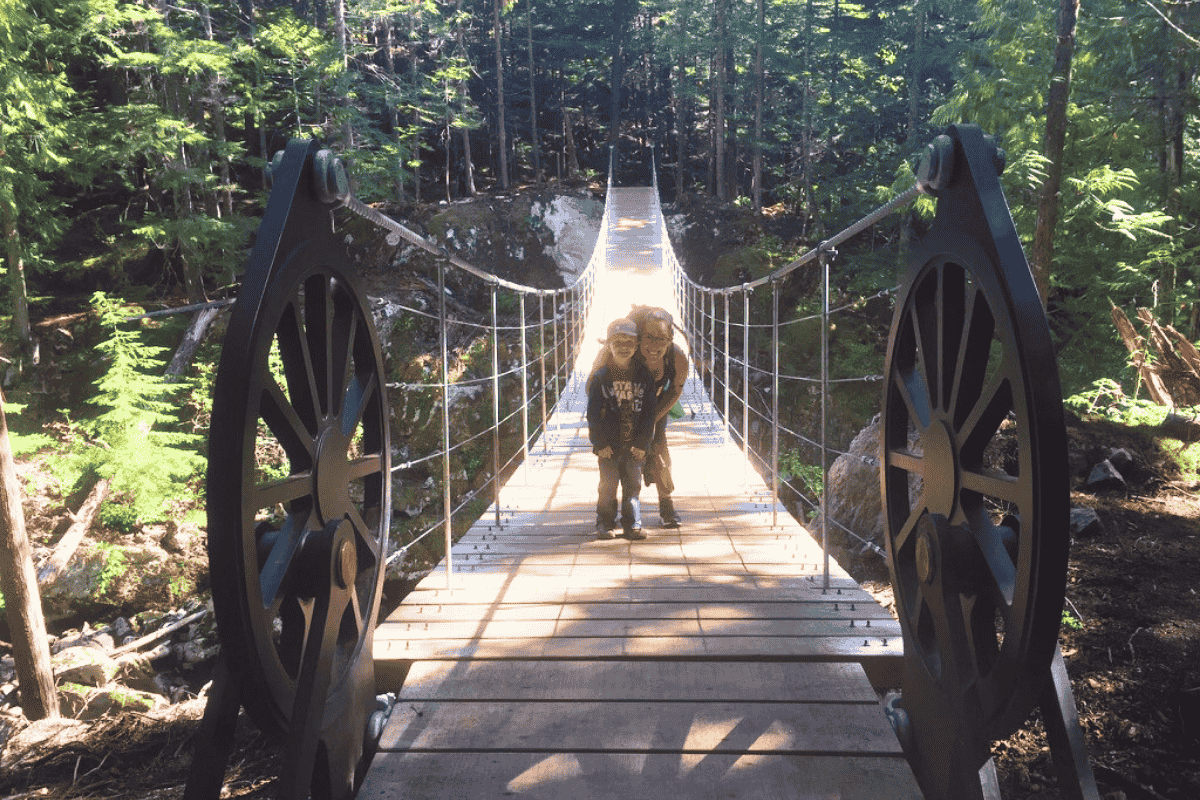 train wreck hike suspension bridge