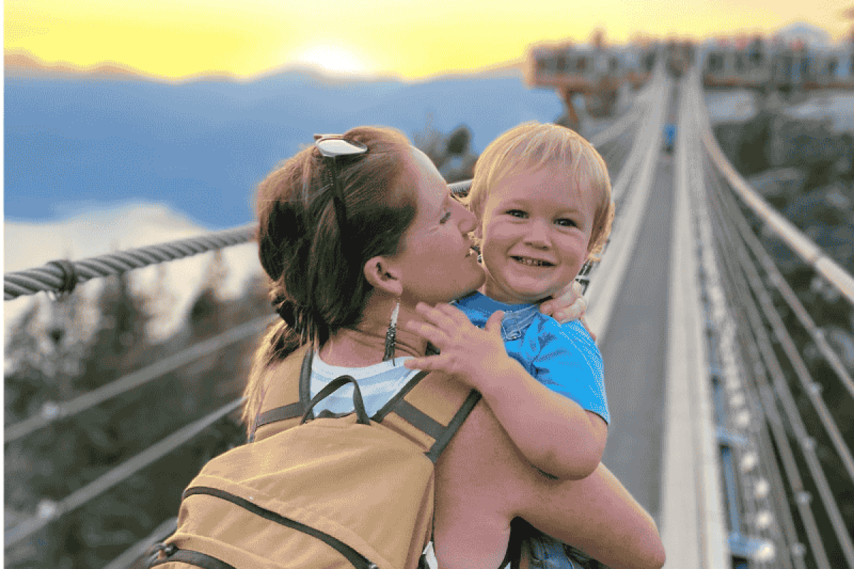 suspension bridge sea to sky gondola Squamish BC sunset